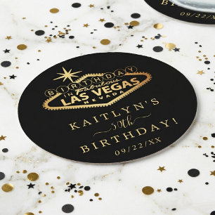 Posavasos Redondo De Papel Elegante fiesta de cumpleaños en Las Vegas