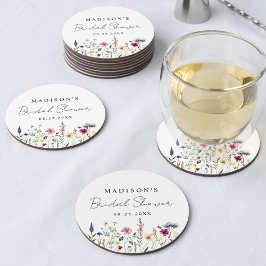 Posavasos Redondo De Papel Elegante Flor Silvestre Meadow Bridal Shower