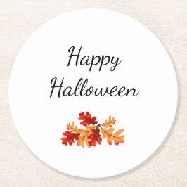 Posavasos Redondo De Papel Elegante Foliage Fall Naranja Rojo