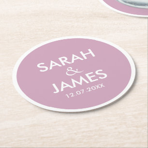 POSAVASOS REDONDO DE PAPEL ELEGANTE MODERNO NOMBRE PERSONALIZADO VINO PÁLIDO