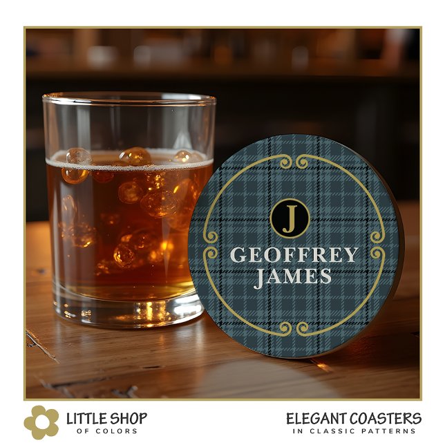 Posavasos Redondo De Papel Elegante Monograma Cuadrada de Ventana en Negro y  (Subido por el creador)