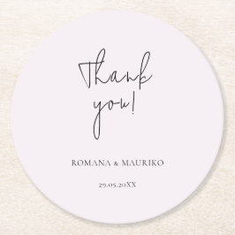 Posavasos Redondo De Papel Elegante Negro Y Minimalista Lilac