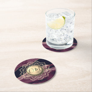 Posavasos Redondo De Papel Elegante OM Mandala Marble