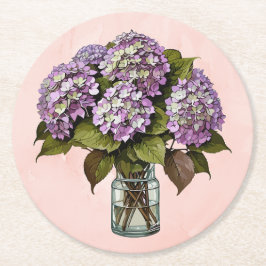 Posavasos Redondo De Papel Elegante Papel hidránico púrpura hidránico