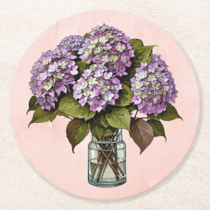 Posavasos Redondo De Papel Elegante Papel hidránico púrpura hidránico