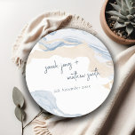 Posavasos Redondo De Papel Elegante Resumen Boda de Playa Azul Beige Costa<br><div class="desc">Para cualquier personalización adicional o cualquier otro elemento que coincida,  no dude en ponerse en contacto conmigo en yellowfebstudio@gmail.com</div>