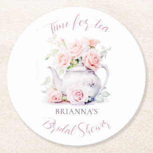 Posavasos Redondo De Papel Elegante Tea Fiesta Bridal Shower