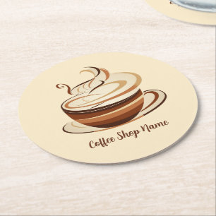 Posavasos Redondo De Papel Elegante tienda de logotipo de negocios de café ca