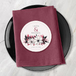 Posavasos Redondo De Papel Elegante Vinatage Black Magenta Floral<br><div class="desc">Estos elegantes castillos de boda presentan un bonito diseño floral con magenta negro y blanco.</div>