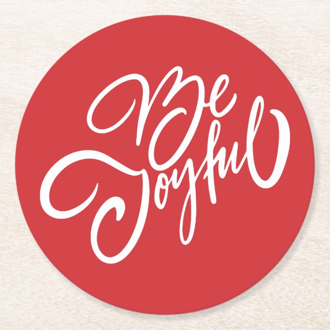 Posavasos Redondo De Papel Elegante y alegre diseño de vacaciones (Anverso)