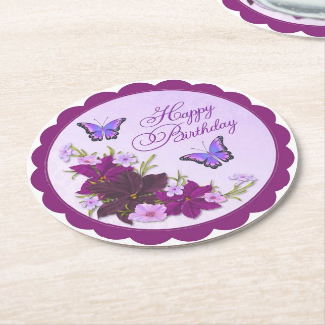 Posavasos Redondo De Papel Elegantes Copas de Papel Mariposa de la Fiesta del (En perspectiva)