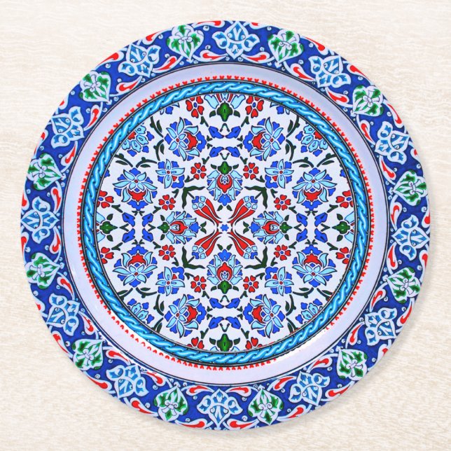 Posavasos Redondo De Papel Elegantes embutidos de papel (Anverso)