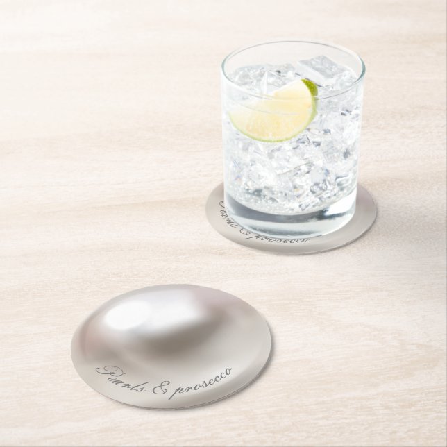 Posavasos Redondo De Papel Elegantes perlas y brindis de prosecco para desped (In situ)
