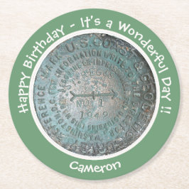 Posavasos Redondo De Papel Elementos Fiestas de referencia de la montaña de S