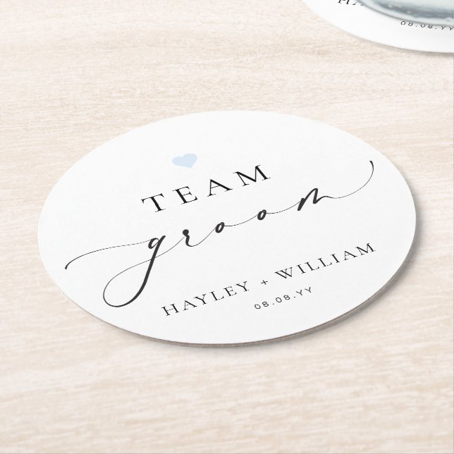 Posavasos Redondo De Papel Ellesmere Minimalista Team Groom (En perspectiva)