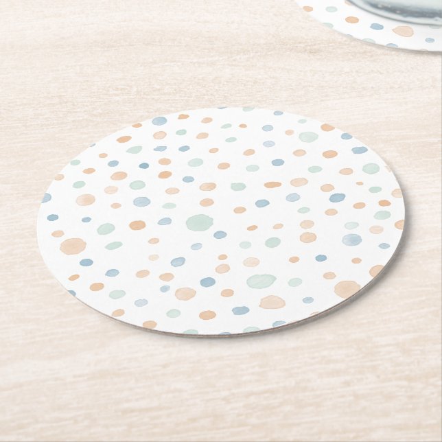 Posavasos Redondo De Papel Elliot Confetti Water Dots Paper Coaster (En perspectiva)