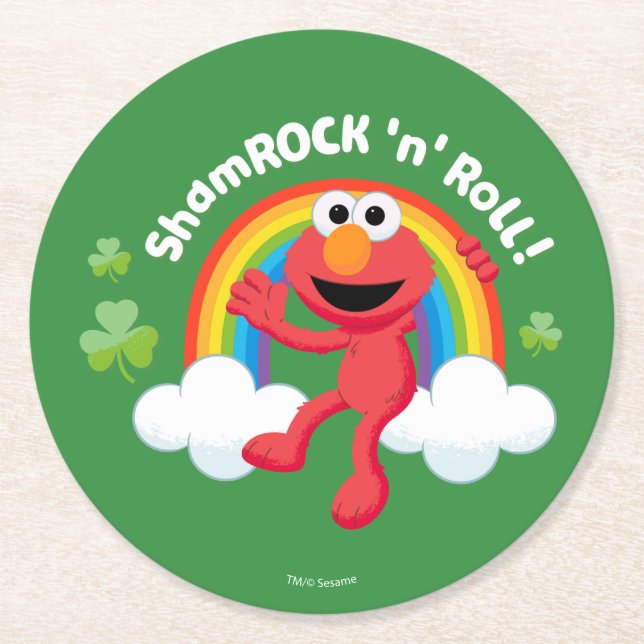 Posavasos Redondo De Papel Elmo | Shamrock 'n' Roll Arcoiris (Anverso)