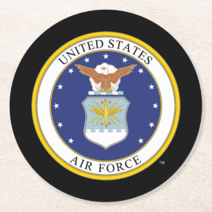Posavasos Redondo De Papel Emblema de la Fuerza Aérea de Estados Unidos