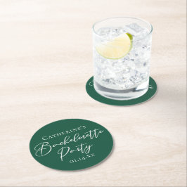 Posavasos Redondo De Papel Emerald Green Bachelorette Party Personalized
