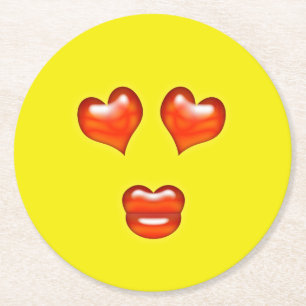 Posavasos Redondo De Papel Emoji de amor