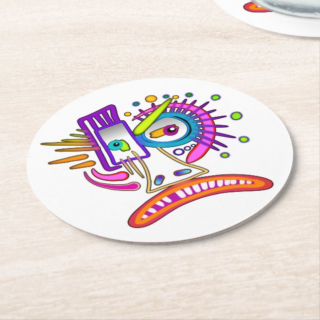 POSAVASOS REDONDO DE PAPEL EMOJI TRIBAL FROWNIE MEEMOGIE (En perspectiva)