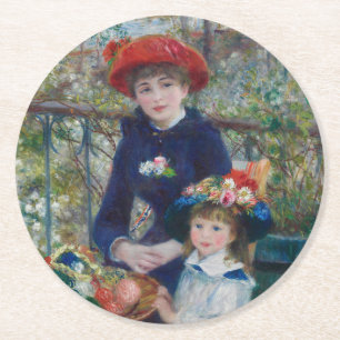 Posavasos Redondo De Papel En la Terraza, Retrato Impresionista, Renoir
