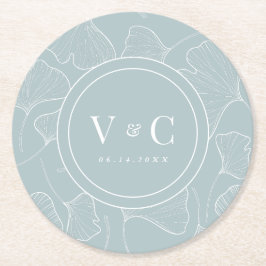 Posavasos Redondo De Papel Encantador Ginkgo Biloba Boda Papel