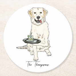 Posavasos Redondo De Papel English Cream Golden Retriever  Boda 