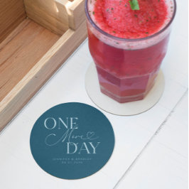 Posavasos Redondo De Papel Ensayo de Boda de un día más Verde azulado