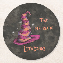 Posavasos Redondo De Papel Es hora de las golosinas, bebamos bruja de Hallowe
