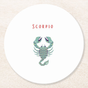 Posavasos Redondo De Papel Escorpio Rosa, zodiaco, signo zodiacal