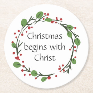 Posavasos Redondo De Papel Escritura de Navidades cristianos