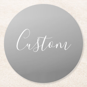 Posavasos Redondo De Papel Escritura moderna elegante en blanco con gradiente