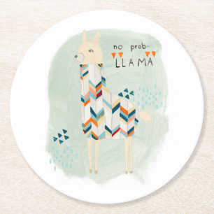 Posavasos Redondo De Papel Escuadrón de Llama - Sin Prob-llama