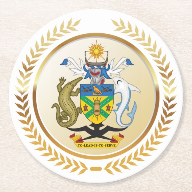 Posavasos Redondo De Papel Escudo de armas de las Islas Salomón (Anverso)