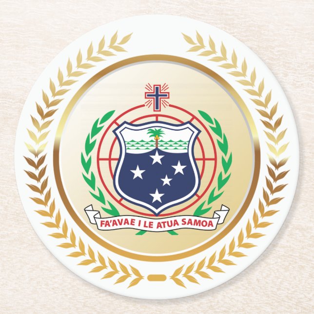 Posavasos Redondo De Papel Escudo de armas de Samoa (Anverso)