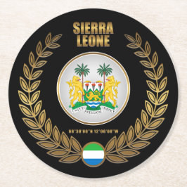Posavasos Redondo De Papel Escudo de armas de Sierra Leona