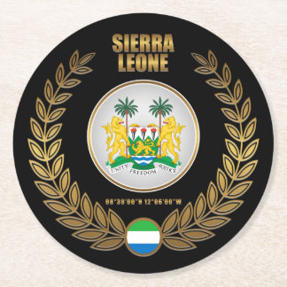 Posavasos Redondo De Papel Escudo de armas de Sierra Leona