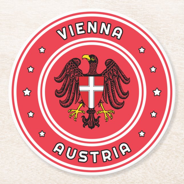 Posavasos Redondo De Papel Escudo de armas de Viena, Austria (Anverso)
