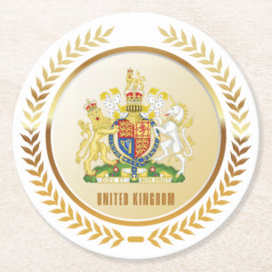 Posavasos Redondo De Papel Escudo De Armas Del Reino Unido