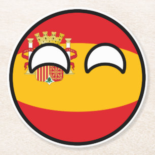 Posavasos Redondo De Papel España Geeky que tiende divertida Countryball