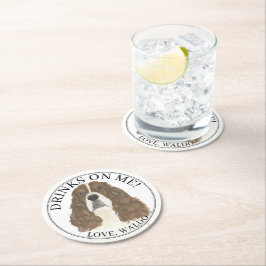 Posavasos Redondo De Papel Español de Springer White de hígado personalizado