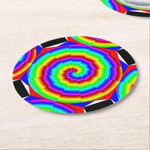 Posavasos Redondo De Papel Espiral arcoiris de Kenneth Yoncich