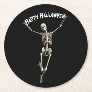 Posavasos Redondo De Papel Esqueleto de Halloween