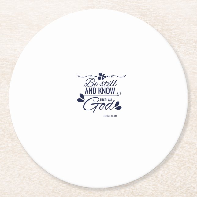 Posavasos Redondo De Papel Estar quieto y saber que soy Dios (Anverso)
