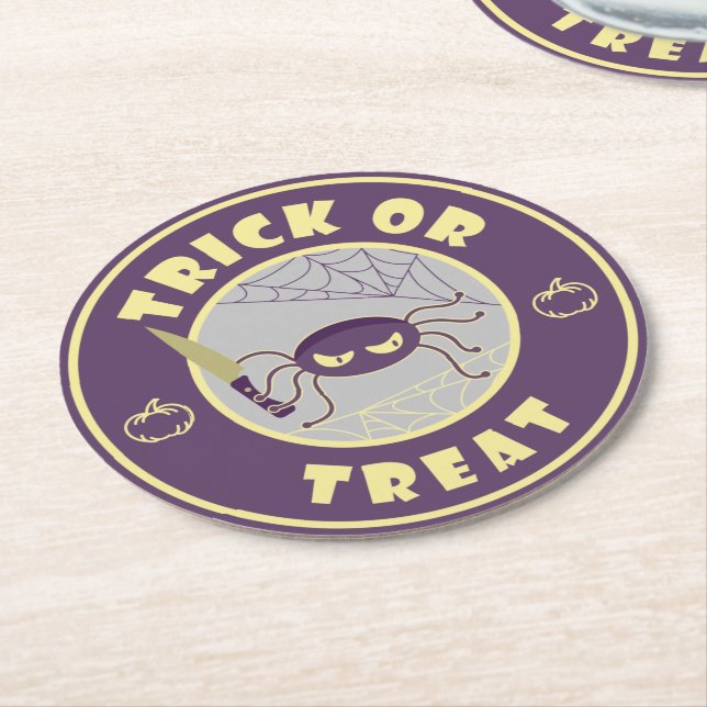 Posavasos Redondo De Papel Estilo de araña halloween Starbucks (En perspectiva)