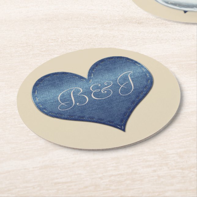 Posavasos Redondo De Papel Estilo de mezclilla genial (En perspectiva)