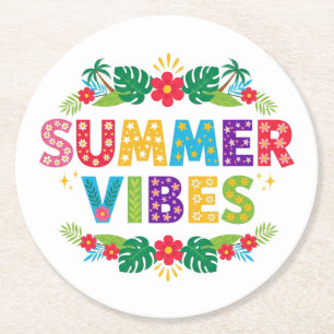 Posavasos Redondo De Papel Estilo floral de los vibes de verano-54504 Hoodie