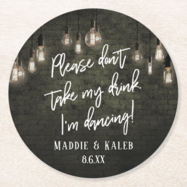 Posavasos Redondo De Papel Estoy bailando ladrillos industriales con luz Edis