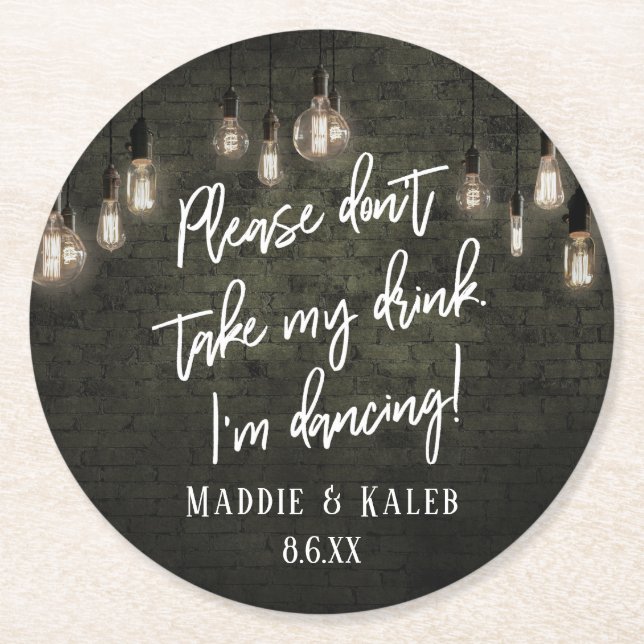 Posavasos Redondo De Papel Estoy bailando ladrillos industriales con luz Edis (Anverso)